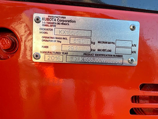 Kubota - 2016 - kx155-5 - midigraafmachine - afbeelding 35 van  41