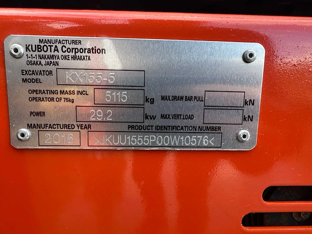 Kubota - 2016 - kx155-5 - midigraafmachine - afbeelding 35 van  41