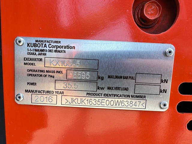 Kubota - 2016 - kx163-5 - midigraafmachine - afbeelding 38 van  43