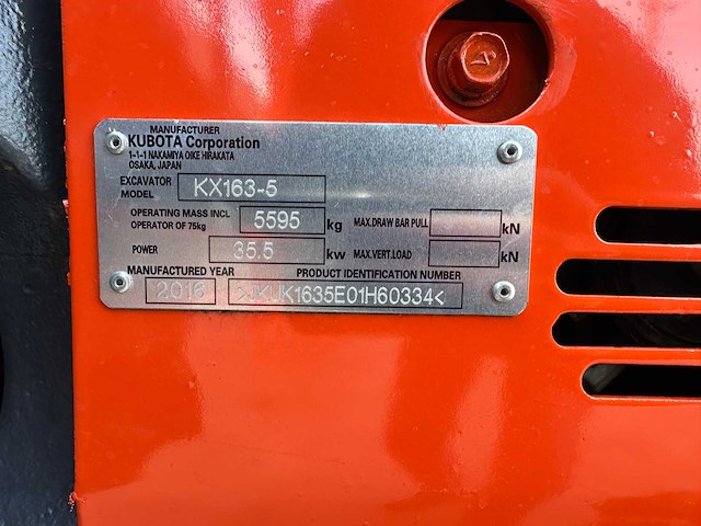 Kubota - 2016 - kx163-5 - midigraafmachine - afbeelding 37 van  42