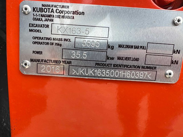 Kubota - 2016 - kx163-5 - midigraafmachine - afbeelding 40 van  41