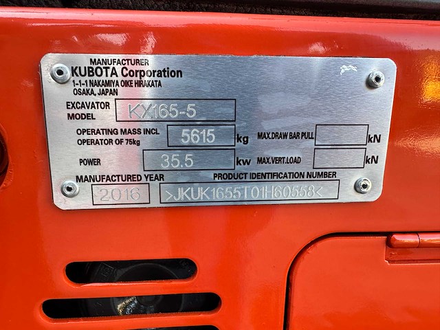 Kubota - 2016 - kx165-5 - midigraafmachine - afbeelding 39 van  44