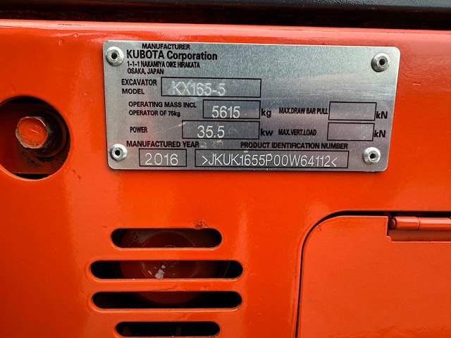 Kubota - 2016 - kx165-5 - midigraafmachine - afbeelding 35 van  40