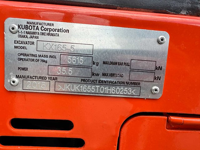 Kubota - 2016 - kx165-5 - midigraafmachine - afbeelding 4 van  5