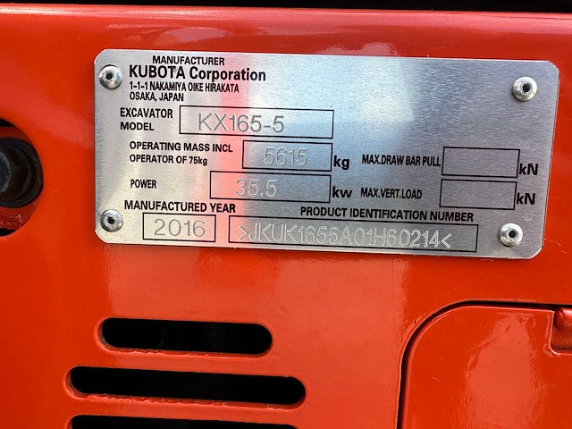 Kubota - 2016 - kx165-5 - midigraafmachine - afbeelding 40 van  40