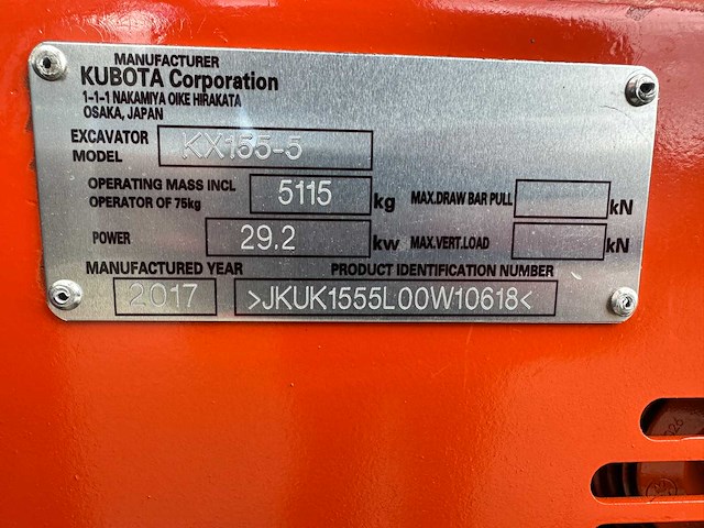 Kubota - 2017 - kx155-5 - midigraafmachine - afbeelding 38 van  43