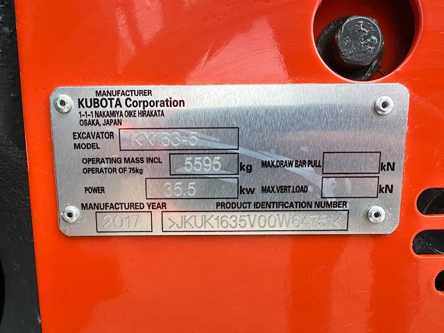 Kubota - 2017 - kx163-5 - midigraafmachine - afbeelding 38 van  43