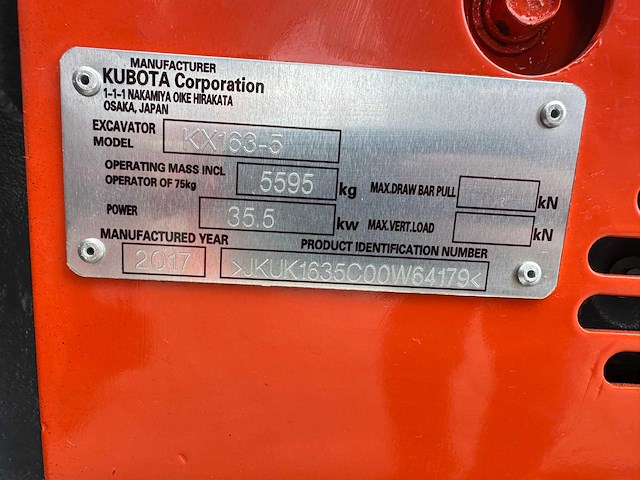 Kubota - 2017 - kx163-5 - midigraafmachine - afbeelding 37 van  42