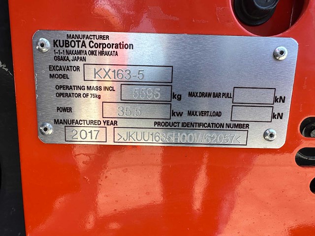 Kubota - 2017 - kx163-5 - midigraafmachine - afbeelding 13 van  14