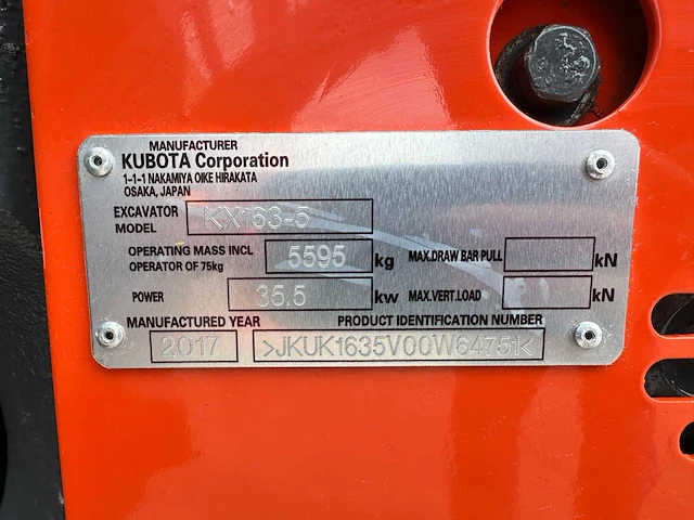 Kubota - 2017 - kx163-5 - midigraafmachine - afbeelding 38 van  43