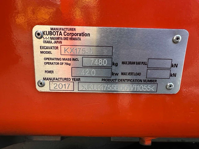 Kubota - 2017 - kx175-5 - midigraafmachine - afbeelding 7 van  42