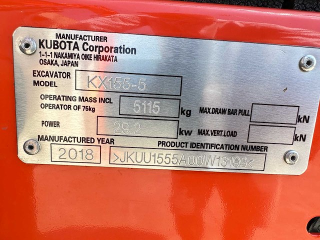 Kubota - 2018 - kx155-5 - midigraafmachine - afbeelding 36 van  41