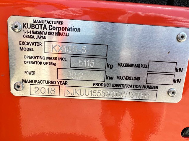 Kubota - 2018 - kx155-5 - midigraafmachine - afbeelding 41 van  41
