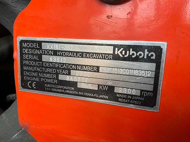 Kubota - kx161-3 - tracked excavator - 2022 - afbeelding 10 van  14