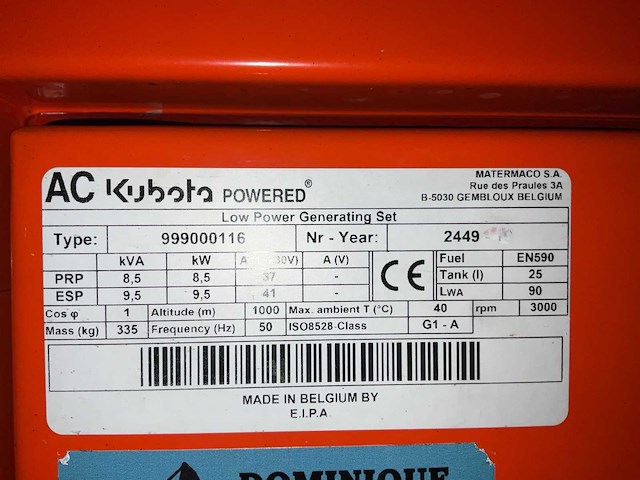 Kubota ac 1100 qs nieuwe generatorset - afbeelding 8 van  8