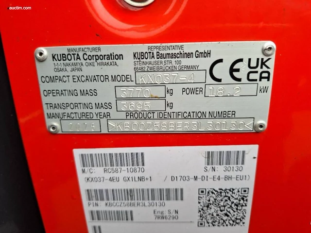 Kubota kx037-4 gl minigraver/rupsgraafmachine.... - afbeelding 84 van  85