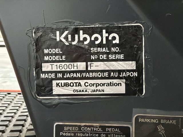 Kubota t1600h tuintractor - afbeelding 7 van  15