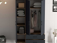 Kumsal garderobekast | 100% melamine | walnoot, antraciet - afbeelding 3 van  7