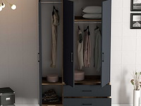 Kumsal garderobekast | 100% melamine | walnoot, antraciet - afbeelding 4 van  7