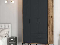 Kumsal garderobekast | 100% melamine | walnoot, antraciet - afbeelding 5 van  7