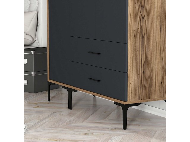 Kumsal garderobekast | 100% melamine | walnoot, antraciet - afbeelding 6 van  7