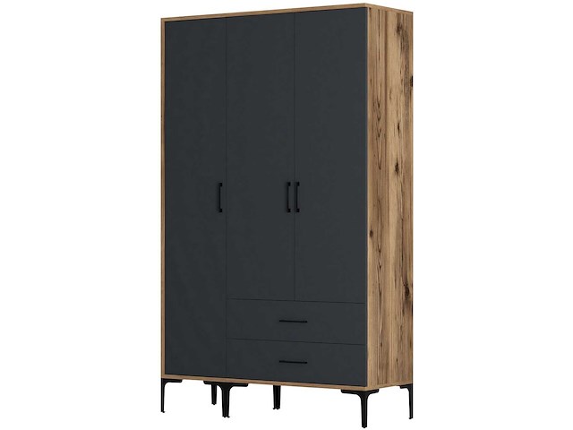 Kumsal garderobekast | 100% melamine | walnoot, antraciet - afbeelding 7 van  7