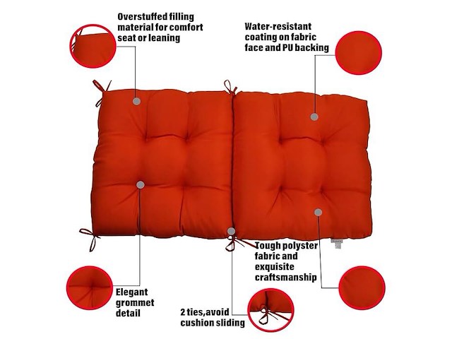 Kunste zitkussens (oranje rood) - afbeelding 3 van  3