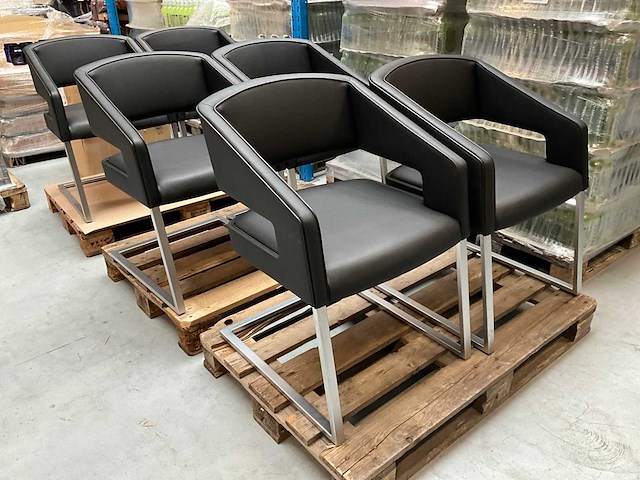 Kunstlederen design vergaderstoel (6x) - afbeelding 1 van  5