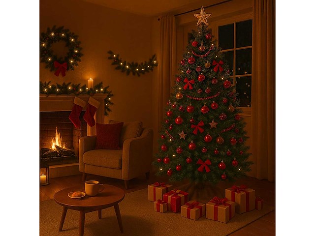 Kunstmatige kerstboom, 180 cm, pvc-naalden, houten standaard, opbergtas, natuurlijke groene spar - afbeelding 1 van  5