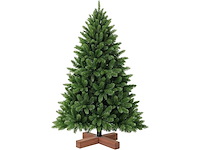 Kunstmatige kerstboom, 180 cm, pvc-naalden, houten standaard, opbergtas, natuurlijke groene spar - afbeelding 2 van  5