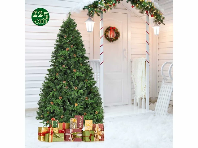 Kunstmatige kerstboom 225 cm met 61 dennenappels en led-verlichting - afbeelding 6 van  11