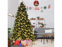 Kunstmatige kerstboom 240cm kerstboom 81 dennenappels, led-lampen, metalen voet 60cm, pvc en pe, groen - afbeelding 4 van  9