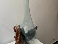 Kunstwerk teakwortel met geblazen glas - afbeelding 3 van  3