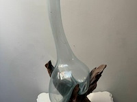 Kunstwerk teakwortel met geblazen glas - afbeelding 1 van  2