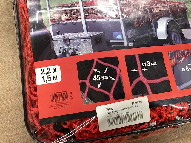 Kwb bagagenet voor aanhangwagen 2,2 x 1,5 meter (4x) - afbeelding 2 van  5
