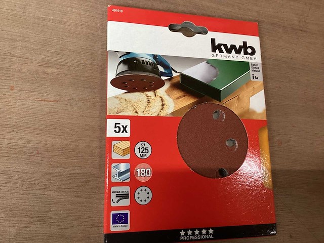 Kwb schuurschijf 125mm, korrel 180 (34x) - afbeelding 1 van  4