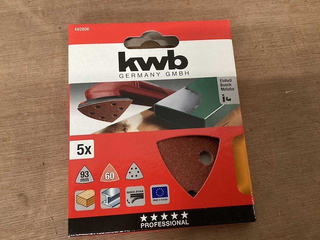 Kwb schuurschijf 93x93, 5 pack (95x) - afbeelding 1 van  1