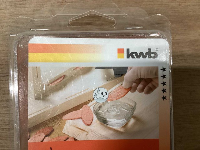 Kwb voorgelijmde houtverbindingsplaatjes 55x8x4mm (60x) - afbeelding 2 van  5