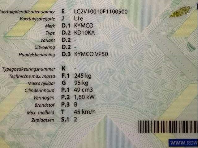 Kymco - brommerscooter - vp 50 - gemotoriseerde scooter - afbeelding 10 van  10