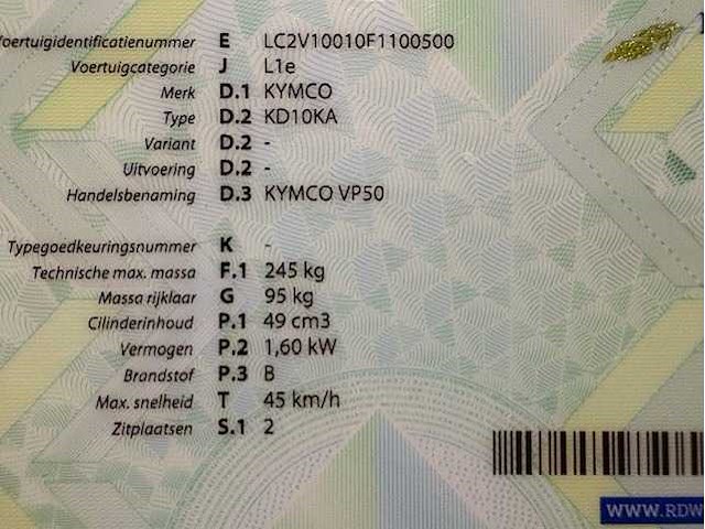 Kymco - bromscooter - vp 50 - motorised scooter - afbeelding 2 van  10