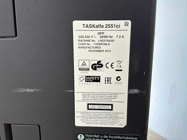 Kyocera taskalfa 2551ci multifunctionele printer - afbeelding 7 van  7