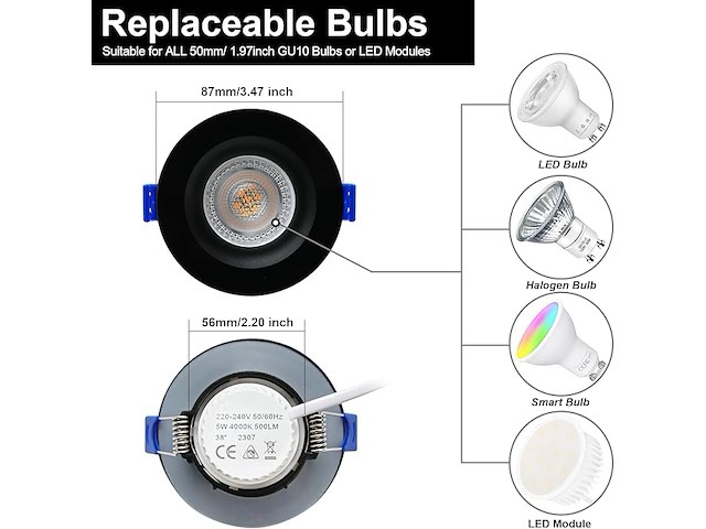 Kyotech inbouw led-spots (set van 6) - afbeelding 5 van  6