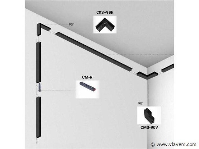 L-connector voor uitsteekmagnetische rails 20 mm - horizontaal (x4) - afbeelding 3 van  4