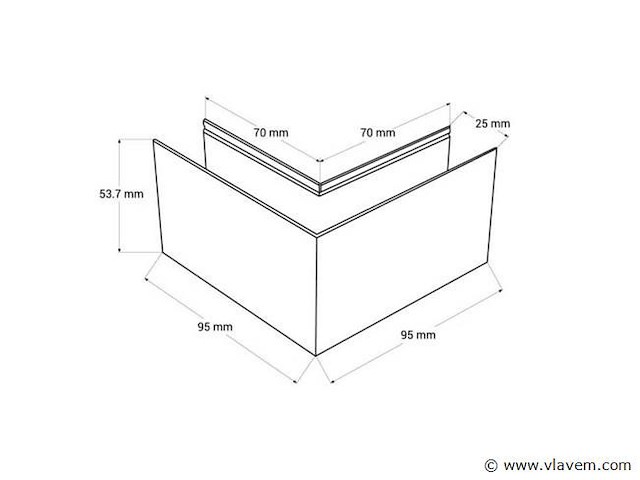 L-connector voor uitsteekmagnetische rails 20 mm - horizontaal (x4) - afbeelding 4 van  4