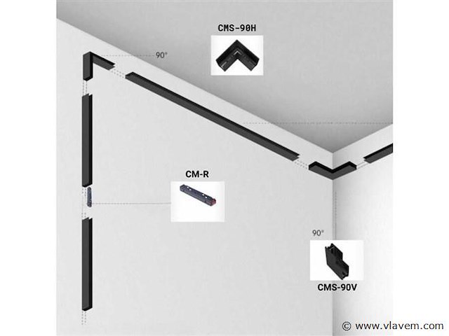 L-connector voor uitsteekmagnetische rails 20 mm - horizontaal (x4) - afbeelding 3 van  4