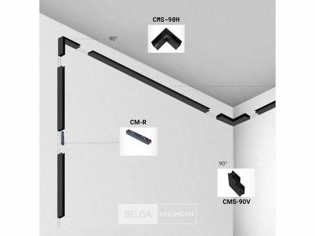 L connector voor uitsteekmagnetische rails 20 mm - horizontaal (x4) - afbeelding 4 van  5