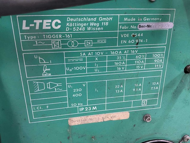 L-tec tijger 161 tig-lasmachine - afbeelding 3 van  4