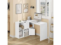 L-vormig hoekbureau met opberg, wit, 118x100x75 cm