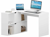 L-vormig hoekbureau met opberg, wit, 118x100x75 cm - afbeelding 2 van  6