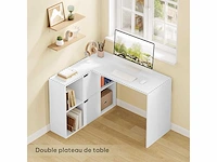 L-vormig hoekbureau met opberg, wit, 118x100x75 cm - afbeelding 3 van  6